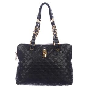 MARC JACOBS Collection Black Quilted Leather Gold Chain Rio TOTE Venetia